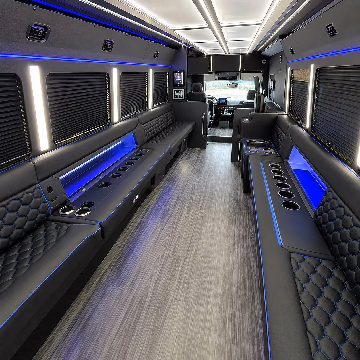 Passenger watching the Lexington scenery during a regional party bus road trip