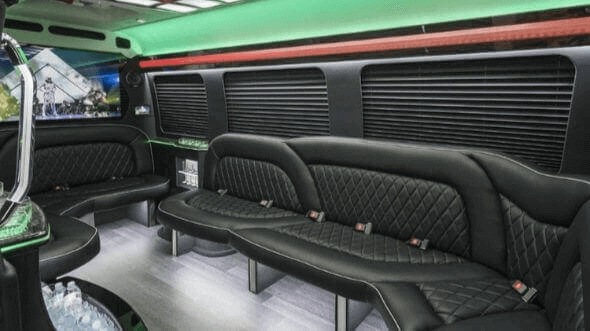Interior of Charter Bus Company Greenville's 14 Passenger Sprinter Limousine in Greenville