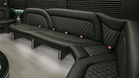 Interior of Charter Bus Company Indianapolis's 14 Passenger Sprinter Limousine in Indianapolis