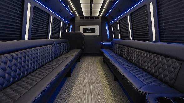 Interior of Charter Bus Company Asheville's 25 Passenger Party Bus in Asheville