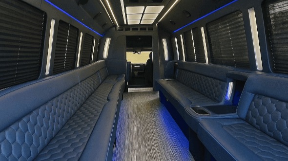Interior of Charter Bus Company Chattanooga's 25 Passenger Party Bus in Chattanooga