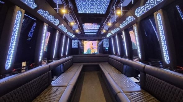 Interior of Charter Bus Company Louisville's 28 Passenger Party Bus in Louisville