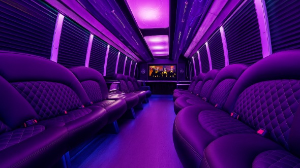 Interior of Charter Bus Company Covington's 30 Passenger Party Bus in Covington