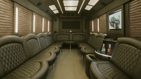 Interior of Charter Bus Company Greenville's 30 Passenger Party Bus in Greenville