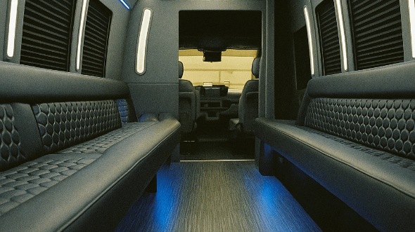 Interior of Charter Bus Company Covington's 50 Passenger Party Bus in Covington